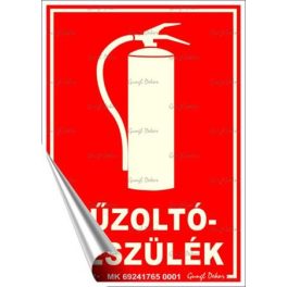   Információs matrica, 12,5x17,5 cm, fluoreszkáló, utánvilágítós, "Tűzoltókészülék"