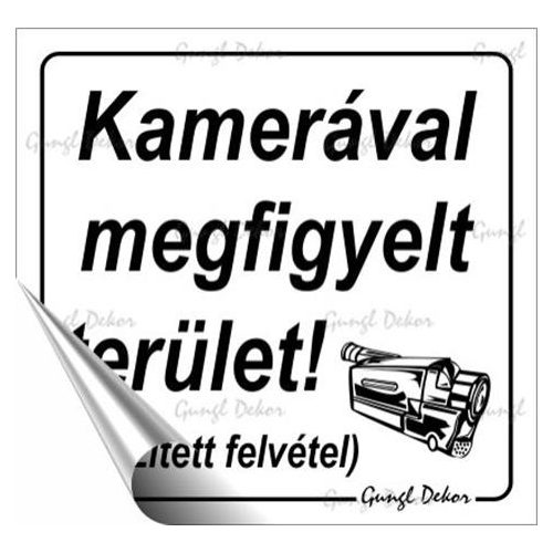 Információs matrica, 8,7x8,3 cm, "Kamerával megfigyelt terület"