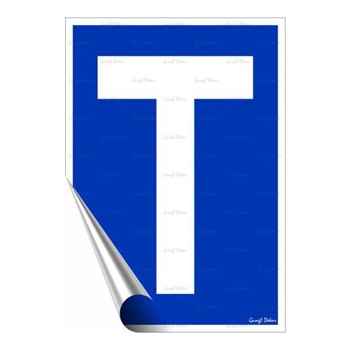 Információs matrica, 25x17,5 cm, tanuló vezető T betű, kék