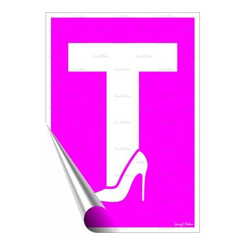 Információs matrica, 25x17,5 cm, tanuló vezető T betű, női, pink