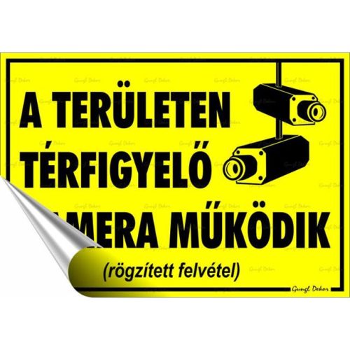 Információs matrica, 25x17,5 cm, "Térfigyelő kamera"