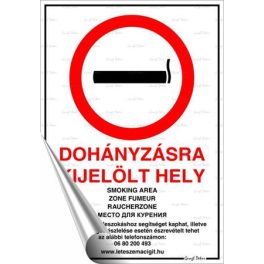   Információs matrica, 21x30 cm, "Dohányzásra kijelölt hely"