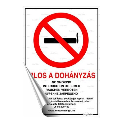 Információs matrica, 21x30 cm, "Tilos a dohányzás!"
