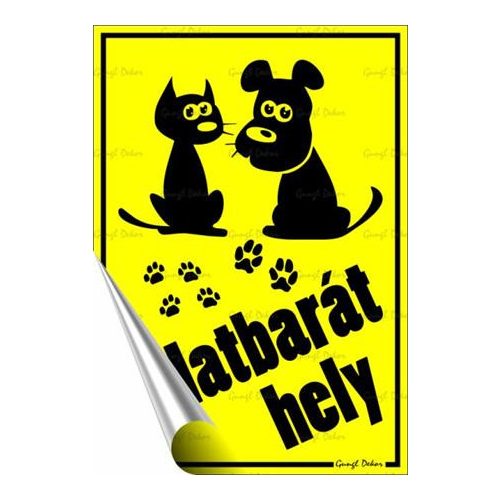 Információs matrica, 11,6x16,6 cm, "Állatbarát hely"