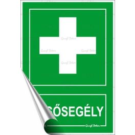   Információs matrica, 11,6x16,6 cm, "Elsősegély"