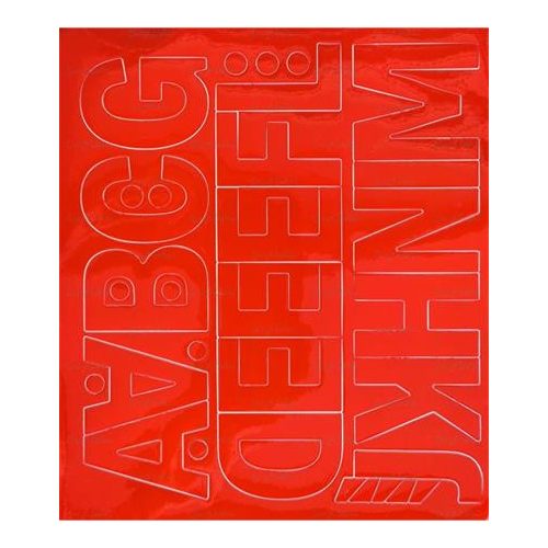 Öntapadós matrica, 5 cm-es, betűlap, ABC első fele, piros