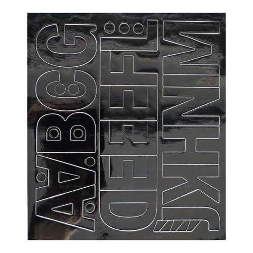 Öntapadós matrica, 5 cm-es, betűlap, ABC első fele, fekete