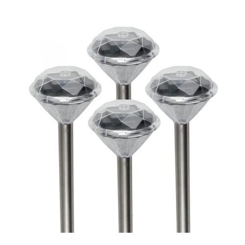 Kerti lámpa szett, napelemes, 4 db, HOME, króm