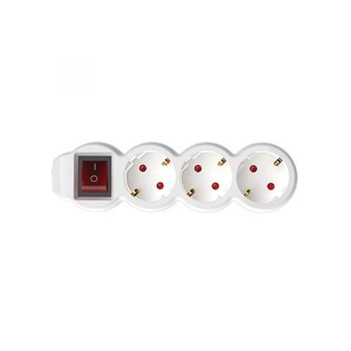 Elosztósor, 3 csatlakozóaljzat, 3 m kábelhosszúság, kapcsolóval, HOME, fehér