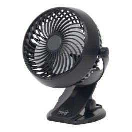   Hordozható mini ventilátor, csíptetővel, akkumulátoros, 10 cm, HOME, fekete