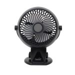 Hordozható mini ventilátor, csíptetővel, akkumulátoros, 10 cm, HOME, fekete