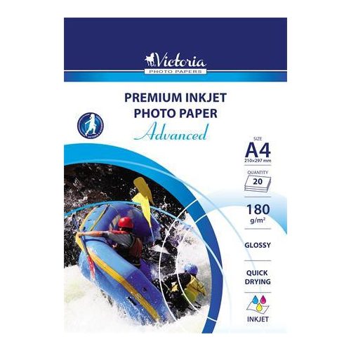 Fotópapír, tintasugaras, A4, 180 g, fényes, VICTORIA PAPER "Advanced"