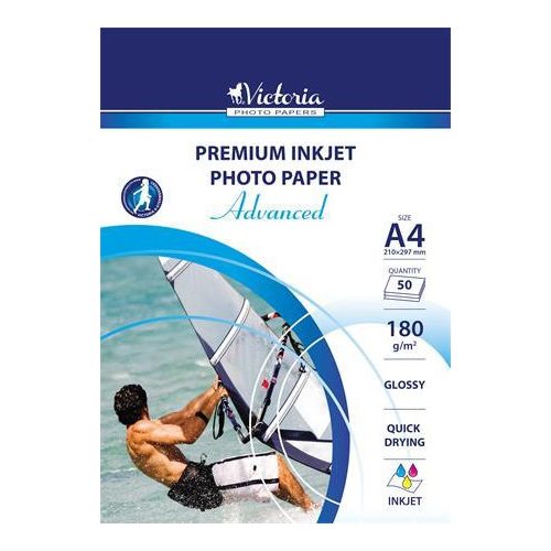 Fotópapír, tintasugaras, A4, 180 g, fényes, VICTORIA PAPER "Advanced"