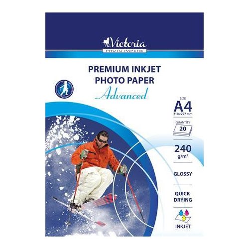 Fotópapír, tintasugaras, A4, 240 g, fényes, VICTORIA PAPER "Advanced"