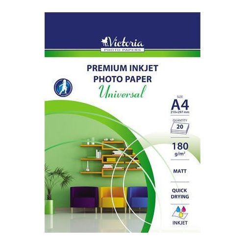 Fotópapír, tintasugaras, A4, 180 g, matt, VICTORIA PAPER "Universal"