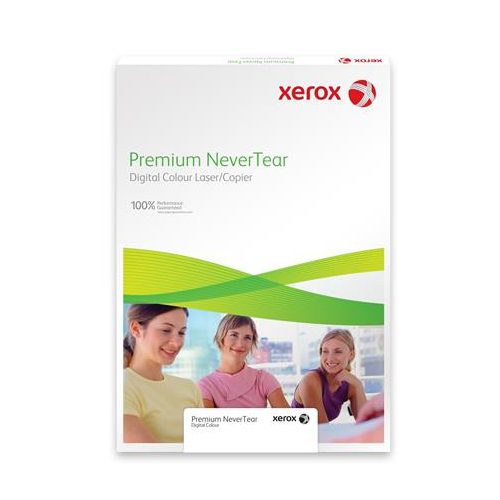 Etikett, lézernyomtatókhoz, A4, műanyag, kültéri, XEROX "Nevertear", fehér, 50 etikett/csomag