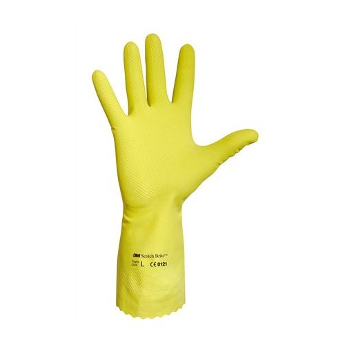 Védőkesztyű, latex, 7-es méret, sárga