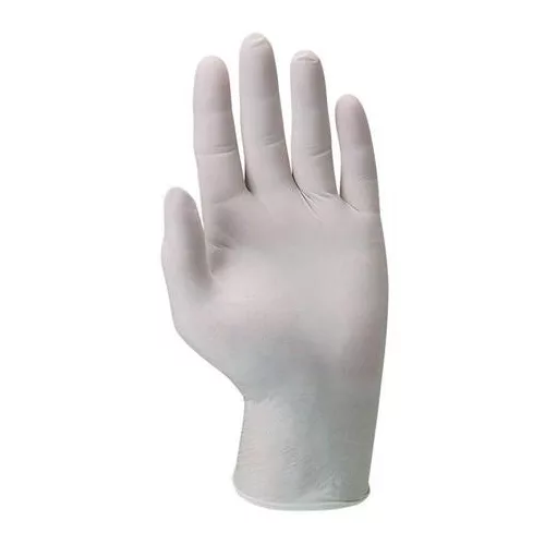 Védőkesztyű, egyszer használatos, latex, S/6-os méret, púderezett