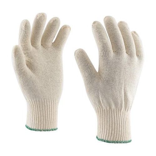 Védőkesztyű, kötött, pamut, 12-es méret, fehér