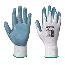   Védőkesztyű, nitril, M méret, "Flexo Grip" szürke-fehér