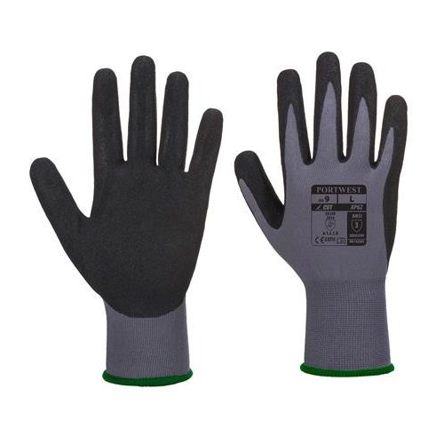 Védőkesztyű, nitril, XL méret "Dermiflex Aqua", szürke-fekete