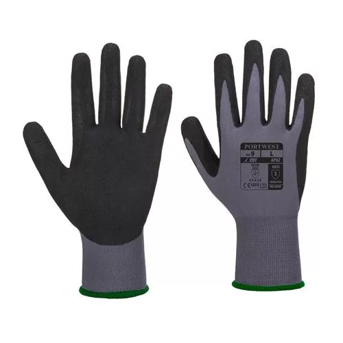 Védőkesztyű, nitril, XL méret "Dermiflex Aqua", szürke-fekete