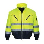 Munkavédelmi kabát, jól láthatósági, 3 az 1-ben, M méret " Hi-Vis", sárga-tengerészkék