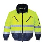 Munkavédelmi kabát, jól láthatósági, 3 az 1-ben, M méret " Hi-Vis", sárga-tengerészkék