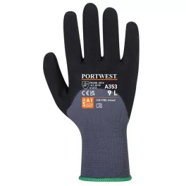   Védőkesztyű, nylon, nitrilhab, XL méret "DermiFlex Ultra Plus", szürke-fekete