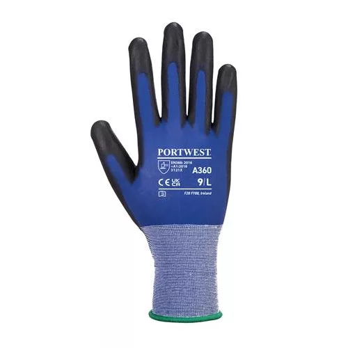 Védőkesztyű, nylon, PU tenyéren mártott, XL méret "Senti-Flex", kék