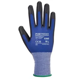   Védőkesztyű, nylon, PU tenyéren mártott, S méret "Senti-Flex", kék