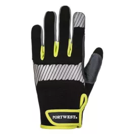   Védőkesztyű, szintetikus bőr, általános használatra, S méret, fekete