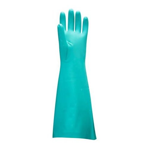 Védőkesztyű, nitril, vegyszerálló, hosszúszárú, XXL méret, zöld