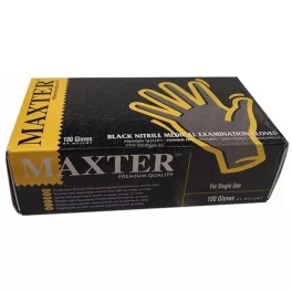   Védőkesztyű, egyszer használatos, nitril, XL méret, 100 db, púder nélküli, fekete