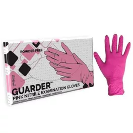   Védőkesztyű, egyszer használatos, nitril, M méret, 100 db, púder nélküli, pink