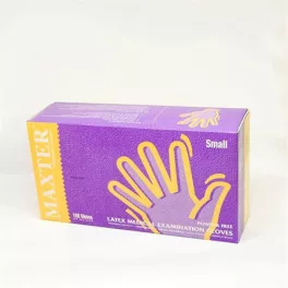   Védőkesztyű, egyszer használatos, latex, 5,7g, S méret, 100 db, púder nélküli, bézs