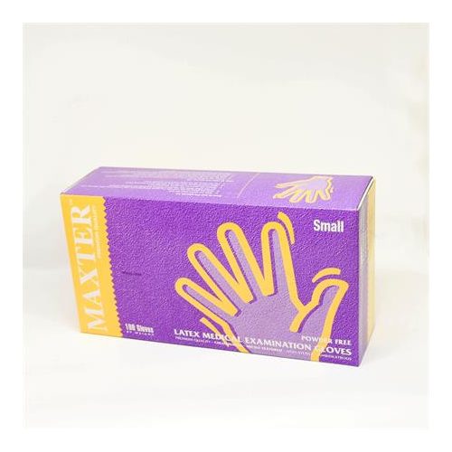 Védőkesztyű, egyszer használatos, latex, 5,7g, S méret, 100 db, púder nélküli, bézs