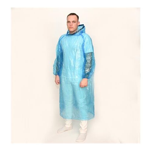 Fólia esőkabát, egyszer használatos, kapucnis, kék