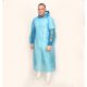 Fólia esőkabát, egyszer használatos, kapucnis, kék