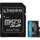 Memóriakártya, microSDXC, 256GB, C10/UHS-I/U3/V30/A2, Gen4, adapter, KINGSTON "Canvas Go! Plus"
