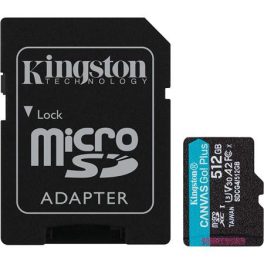   Memóriakártya, microSDXC, 512GB, C10/UHS-I/U3/V30/A2, Gen4, adapter, KINGSTON "Canvas Go! Plus"