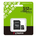 Memóriakártya, microSDXC, 512GB, C10/UHS-I/U1-U3/V10-V30/A1, Gen3, adapter, KINGSTON "Canvas Select Plus"