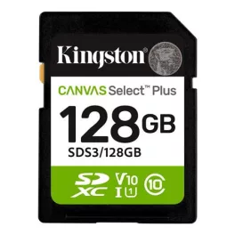   Memóriakártya, SDXC, 128GB, C10/UHS-I/U1/V10, Gen3, KINGSTON "Canvas Select Plus"