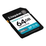 Memóriakártya, SDXC, 64GB, C10/UHS-I/U3/V30, Gen4,KINGSTON "Canvas Go! Plus"