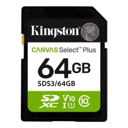   Memóriakártya, SDXC, 64GB, C10/UHS-I/U1/V10, Gen3, KINGSTON "Canvas Select Plus"