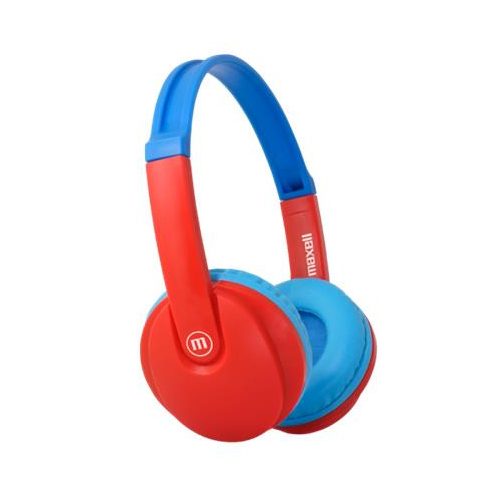 Fejhallgató, gyerek méret, vezeték nélküli, Bluetooth, mikrofonnal, MAXELL "HP-BT350", kék-piros