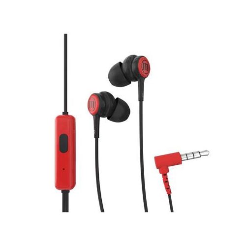 Fülhallgató, mikrofonnal, MAXELL "Tips", piros-fekete