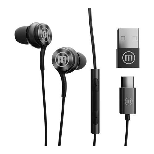 Fülhallgató, mikrofonnal, USB-C, MAXELL "XC1", fekete