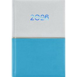   Naptár, tervező, A5, napi, DAYLINER "Contrast", fehér-világoskék