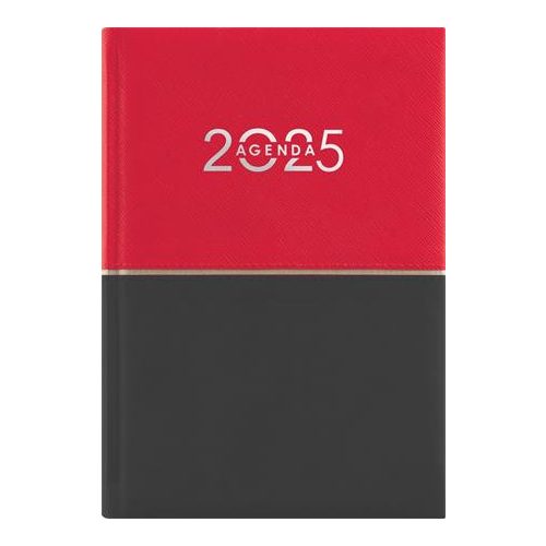 Naptár, tervező, B6, heti, DAYLINER "Contrast", piros-fekete